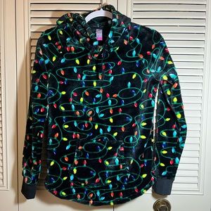 No Boundaries plush holiday lights sweatshirt